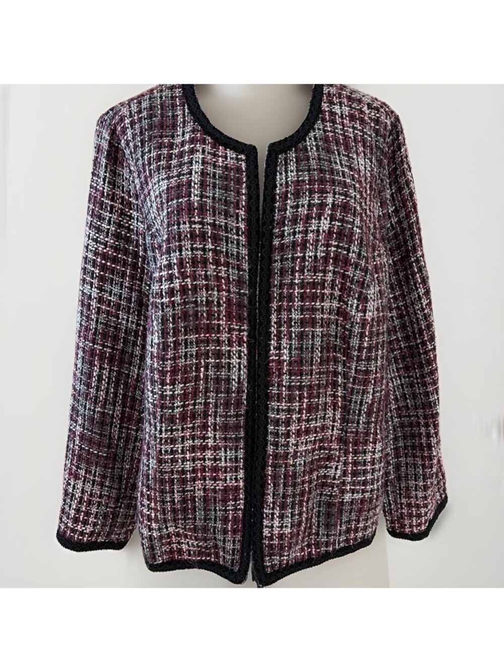 Dressbarn Womens Tweed Blazer Jacket Sz 18/20 Textured Braided Old Money Career